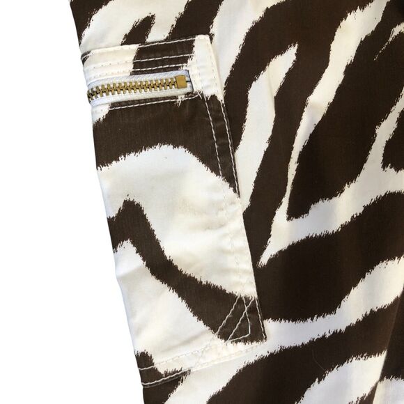 CHICO'S Pants 0.5, Cropped Brown and White Animal Stripes pants Pockets, Sz. 6 - Picture 9 of 16